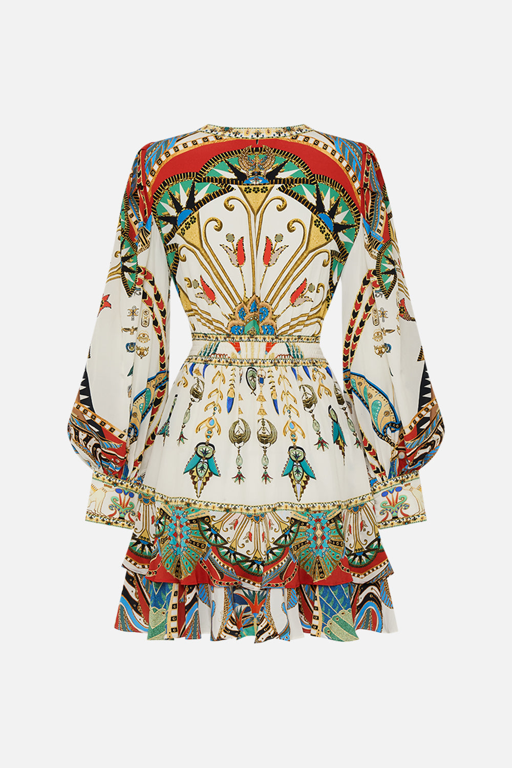 CAMILLA Button Front Frill Dress in Valley of the Queens print