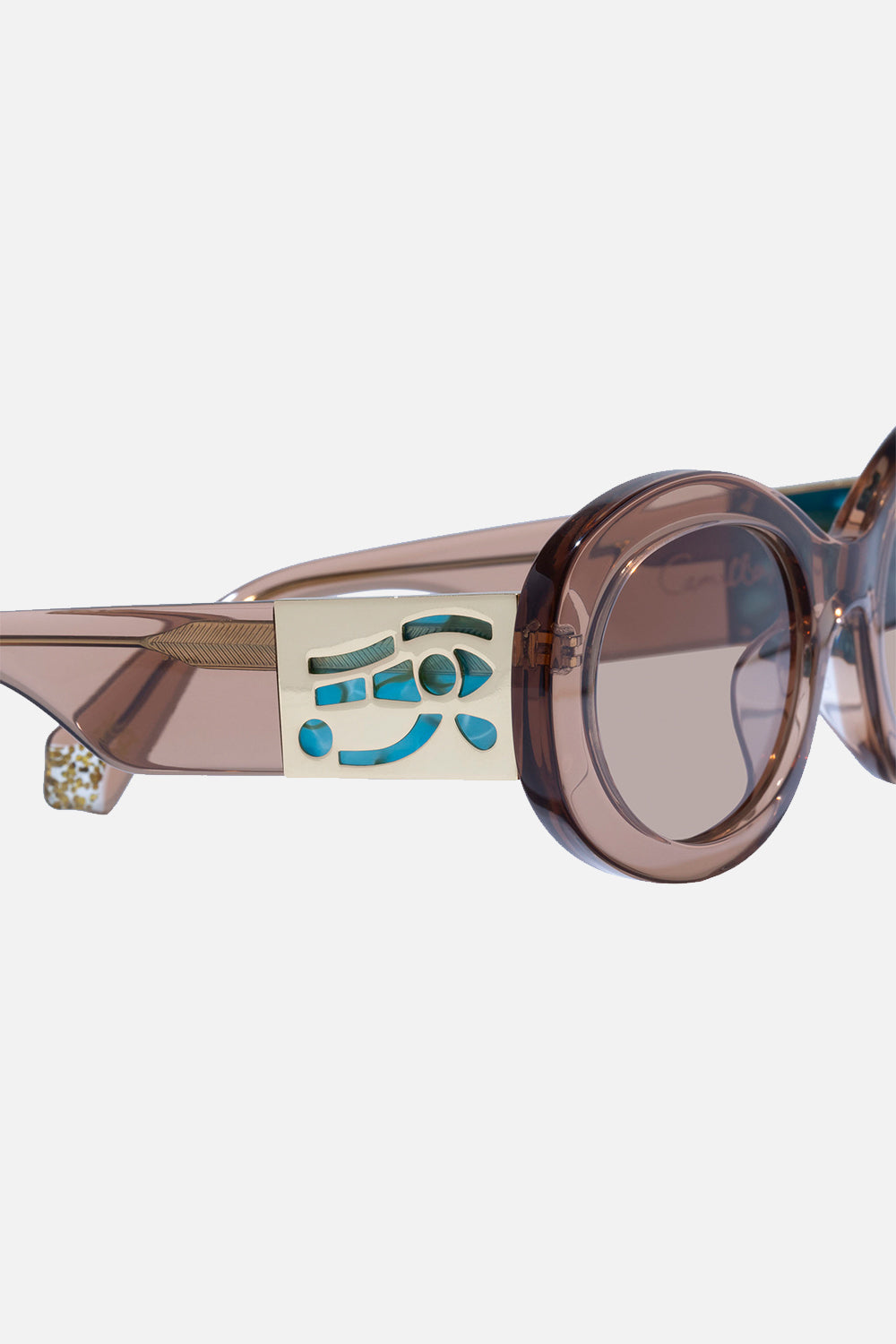 CAMILLA Caramel Sunglasses in Sand Storm print. 