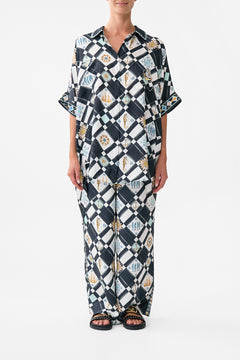 The CAMILLA Oversized Pocket Tunic in our Folk Afloat print.