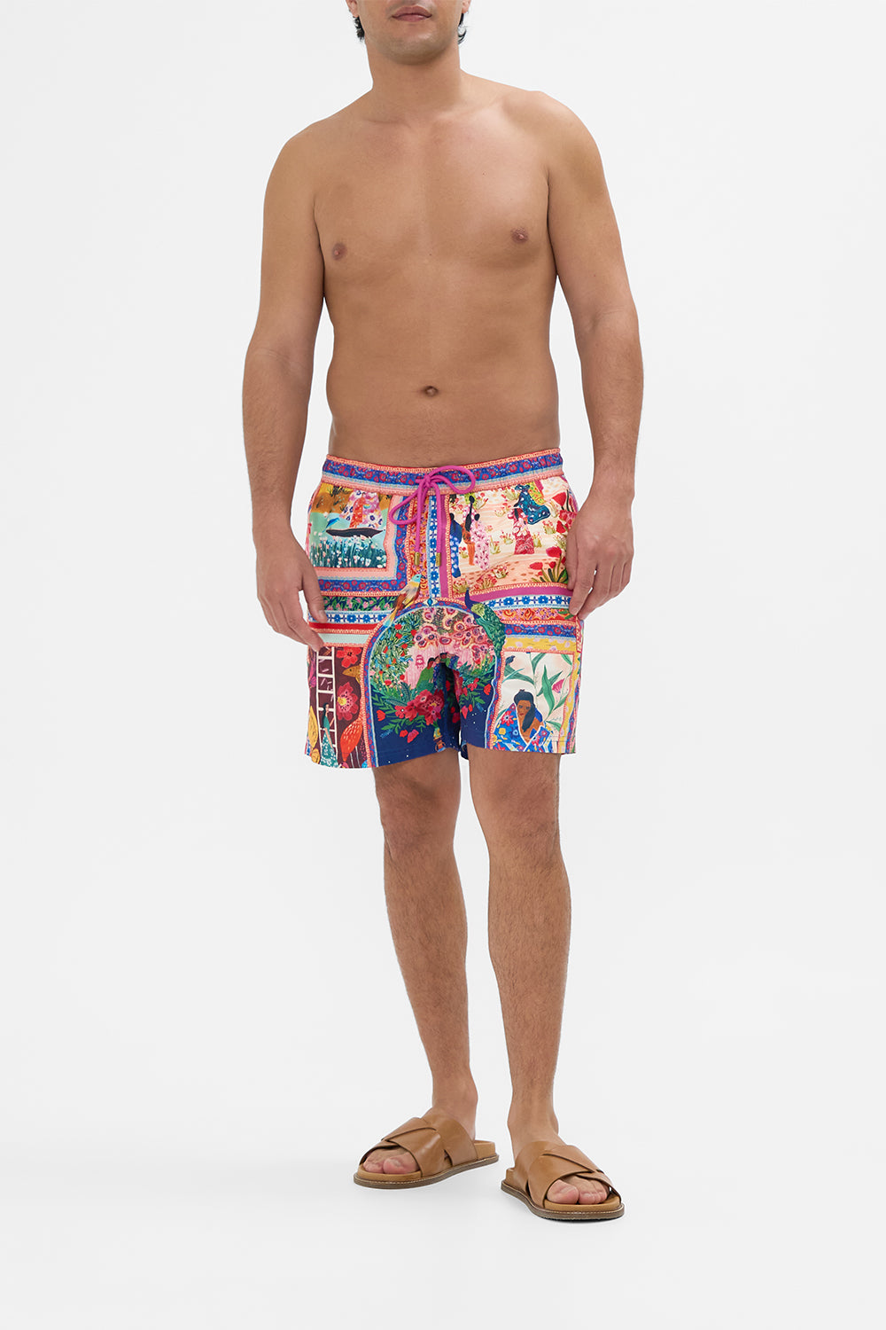 CAMILLA Mid Length Boardshort in Roeqiyas Realm print. 