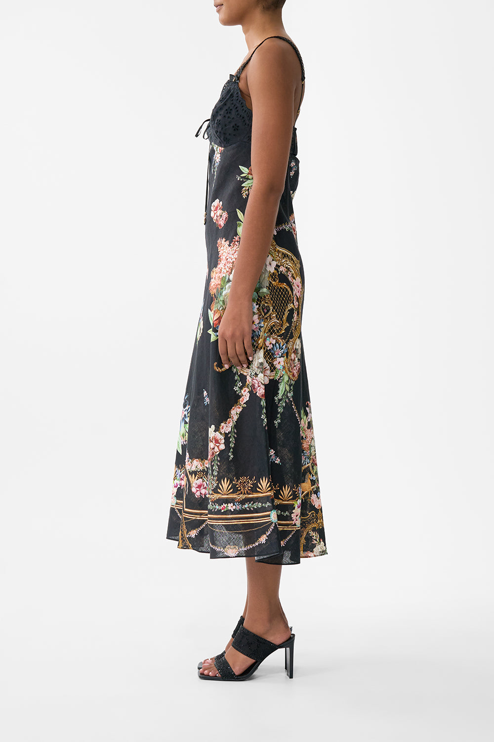 The CAMILLA Embroidered Bodice Bias Dress in our Noble Endeavours print.