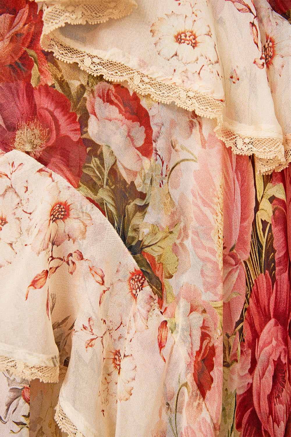 The CAMILLA Asymmetric Spliced Ruffle Dress in our Meet Me At The Majestic print.