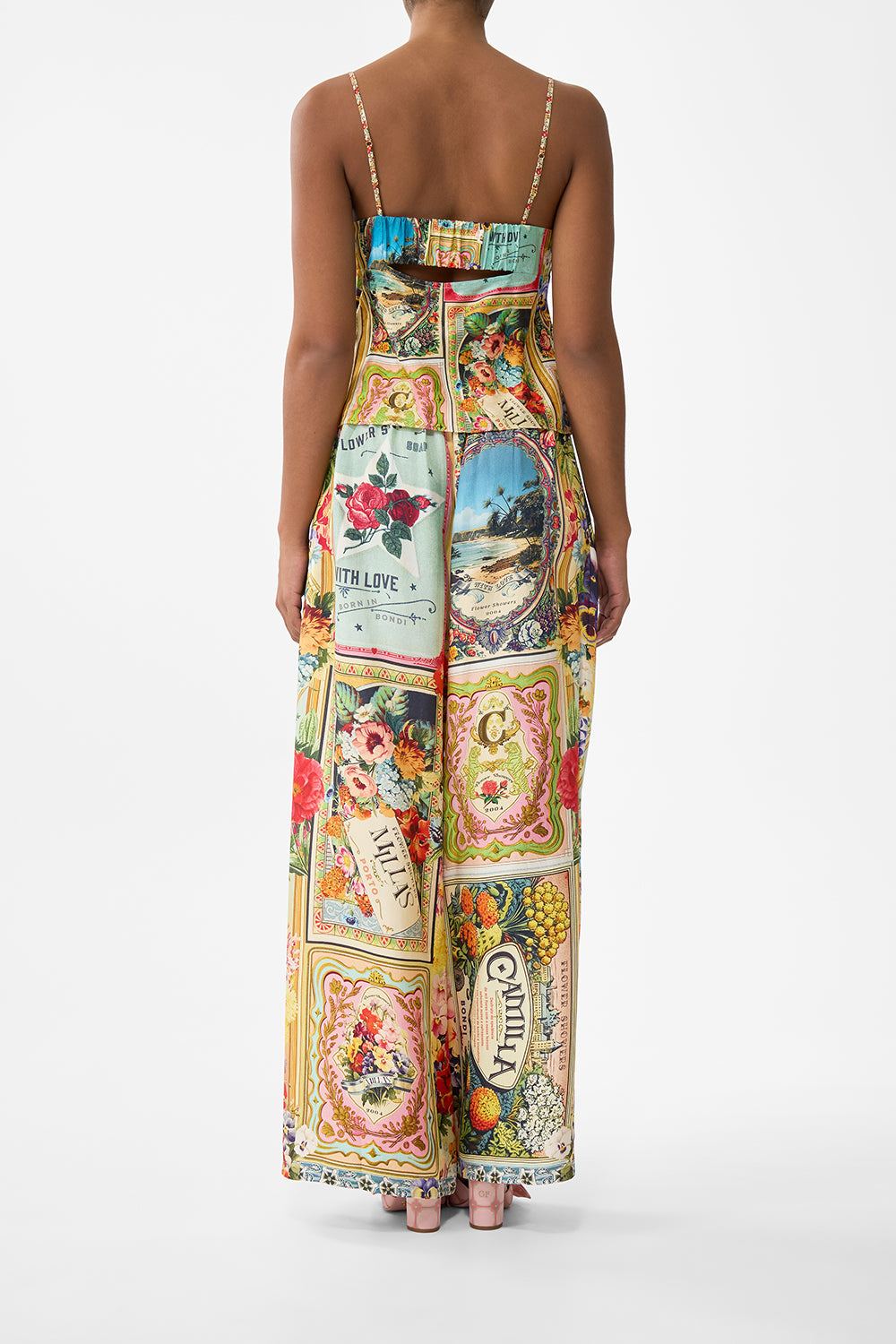 The CAMILLA Gathered Bodice Bias Top in our Soap Opera print.