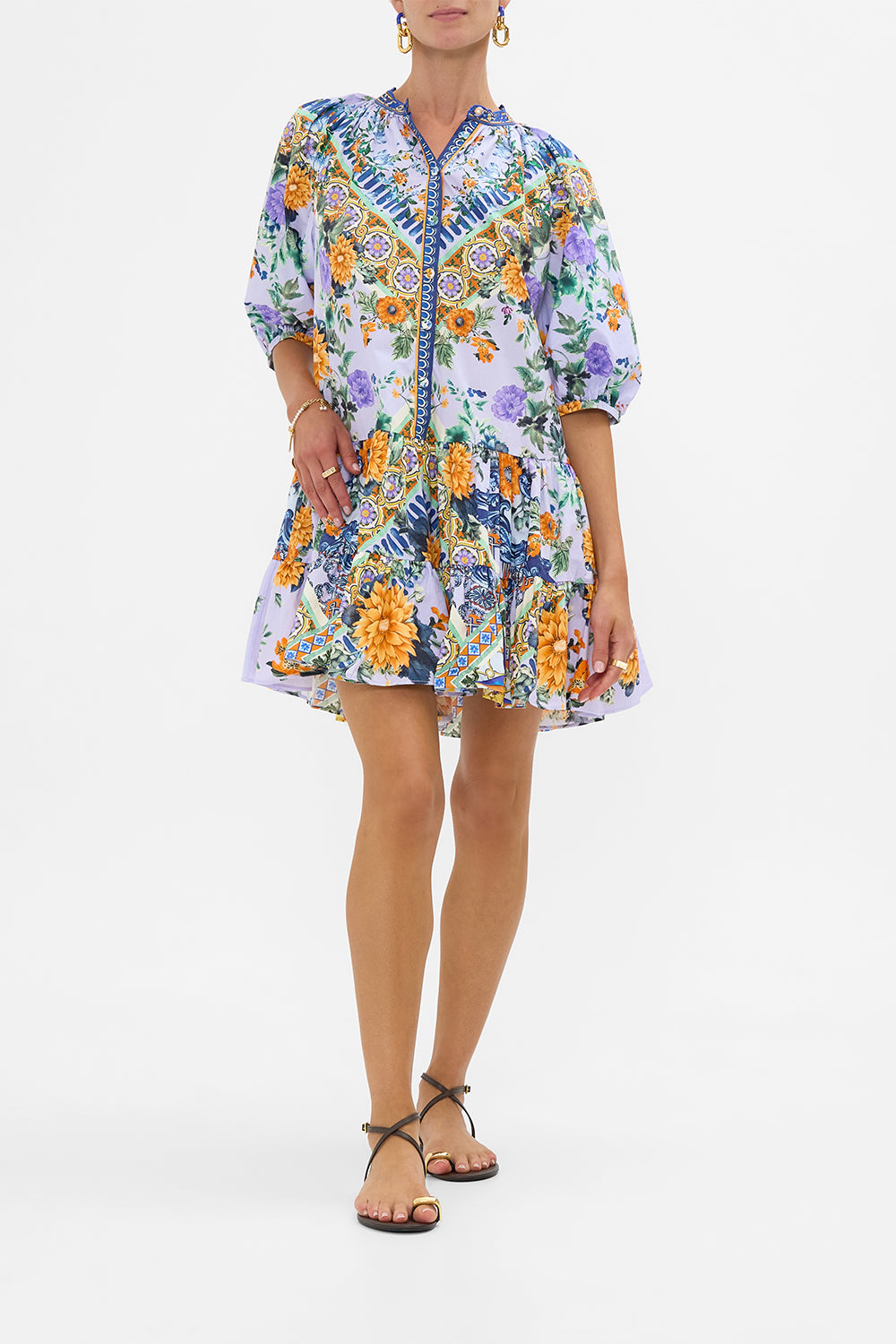 The CAMILLA Puff Sleeve Shirt Dress in our Luscious In Lisbon print.