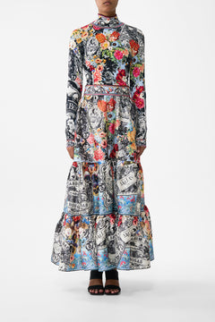 The CAMILLA High Waisted Tiered Skirt in our Flower Showers print.