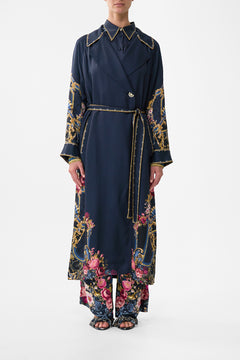 The CAMILLA Pleated Back Trench in our Ornate On A Plate print.