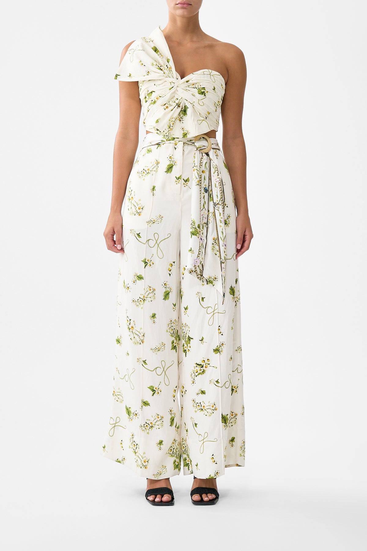 The CAMILLA Asymmetric Bow Top in our Botanical Utopia print.