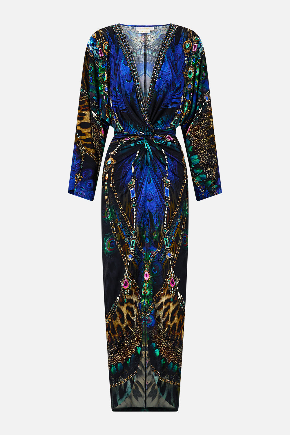 The CAMILLA Long Split Front Twist Dress in our Dominican Decadence print.