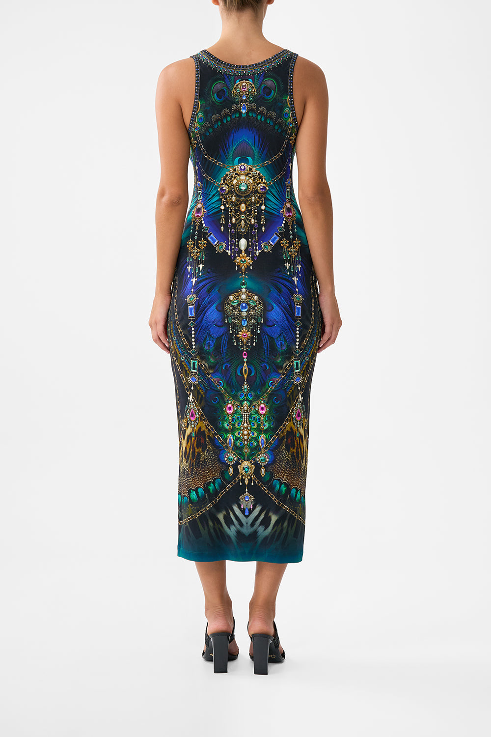 The CAMILLA Jersey Scoop Neck Tank Dress in our Dominican Decadence print.