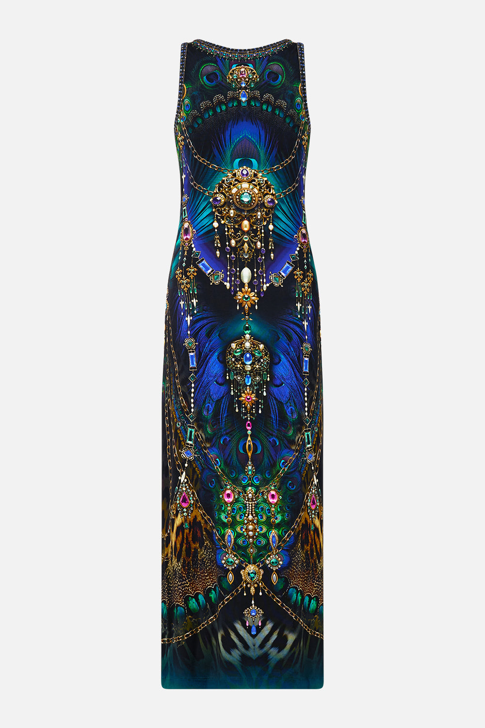 The CAMILLA Jersey Scoop Neck Tank Dress in our Dominican Decadence print.