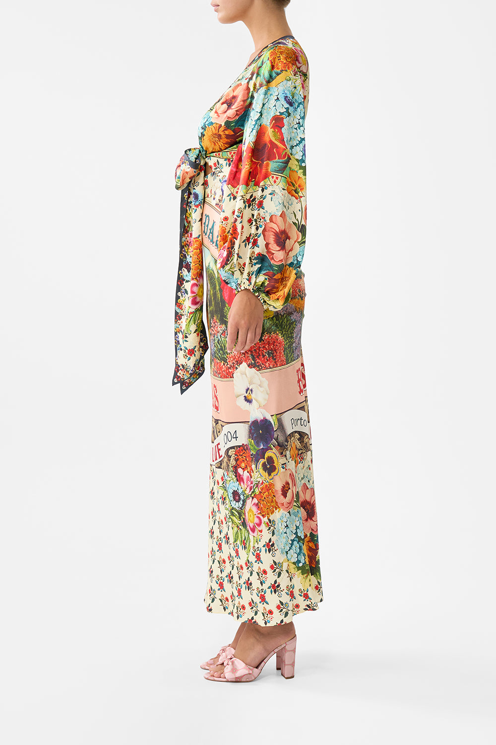 The CAMILLA Blouson Sleeve Bias Dress in our Aromatic Amor print.