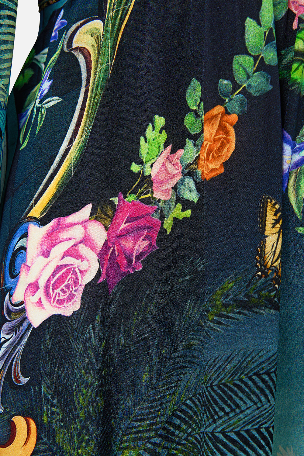 The CAMILLA Button Dress With Shaped Waistband in our Basked In Baroque print.