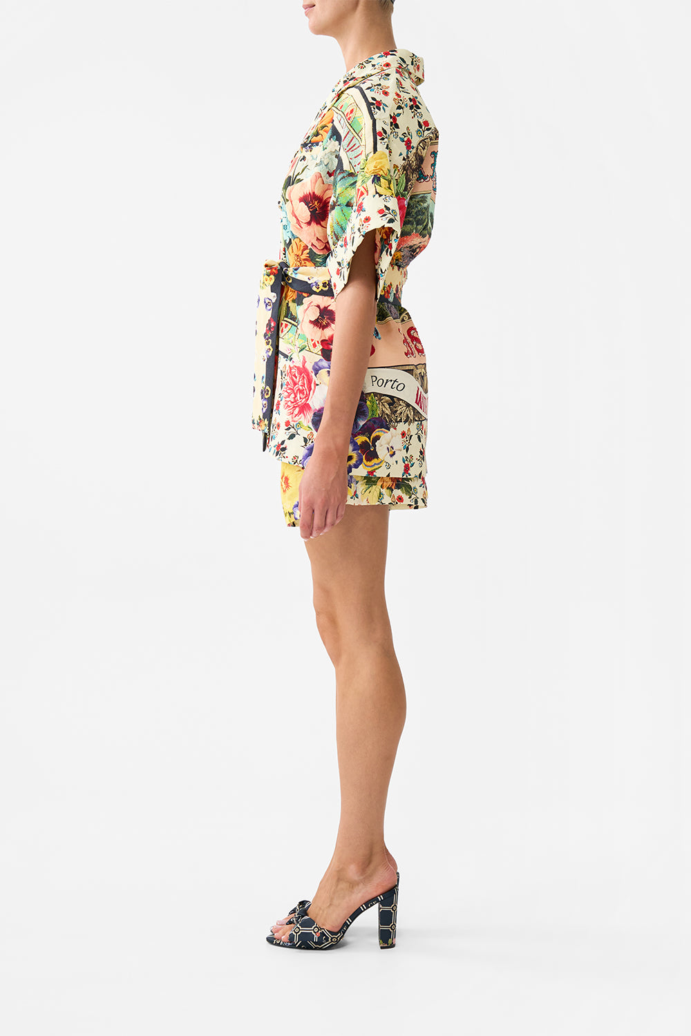 The CAMILLA Double Breasted Short Sleeve Jacket in our Aromatic Amor print.