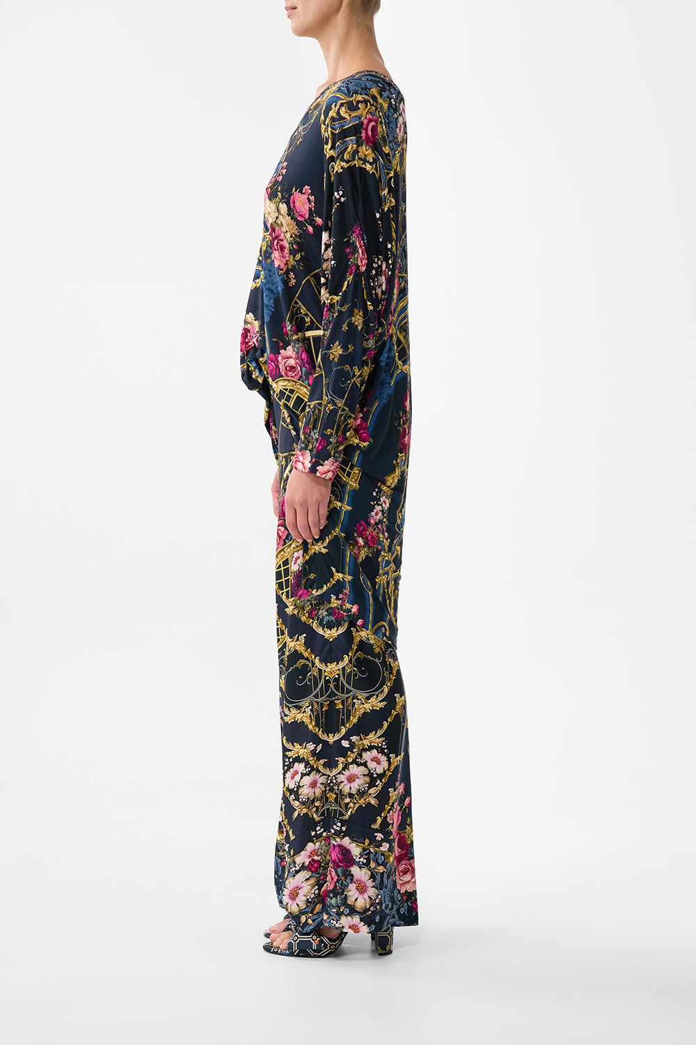 The CAMILLA Minimal Wide Leg Pant in our Ornate On A Plate print.