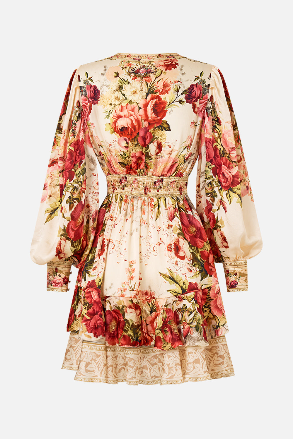 The CAMILLA Button Front Frill Dress in our Meet Me At The Majestic print.