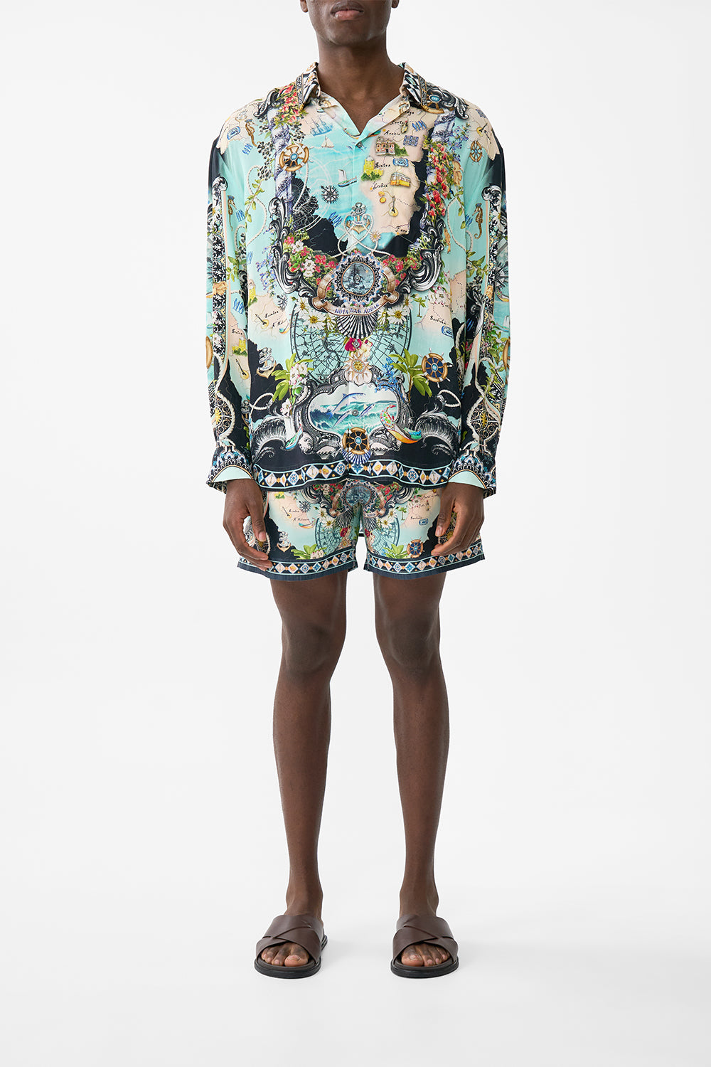 The CAMILLA Long Sleeve Oversized Shirt in our Folk Afloat print.