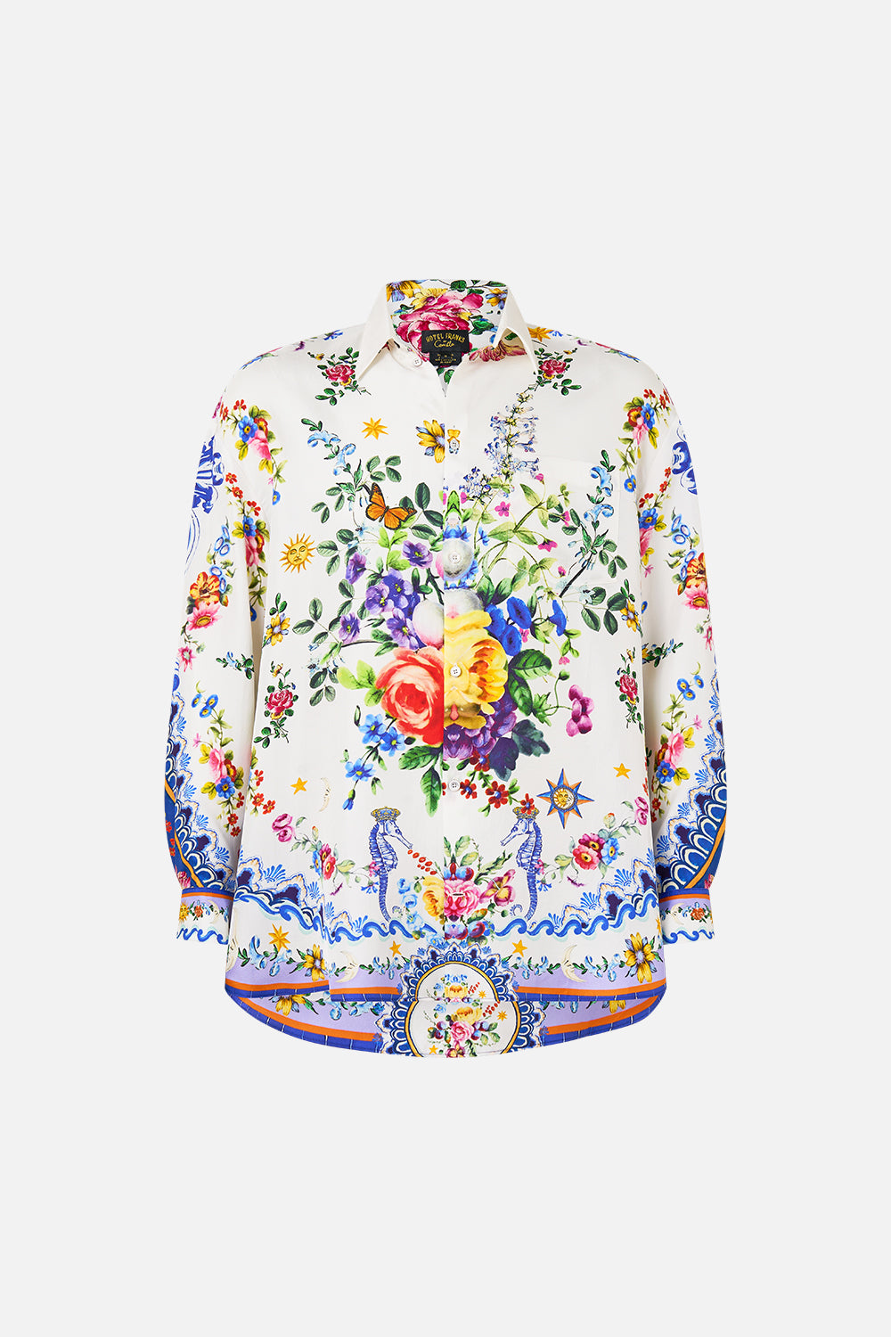 The CAMILLA Long Sleeve Oversized Shirt in our Tiles Darls print.