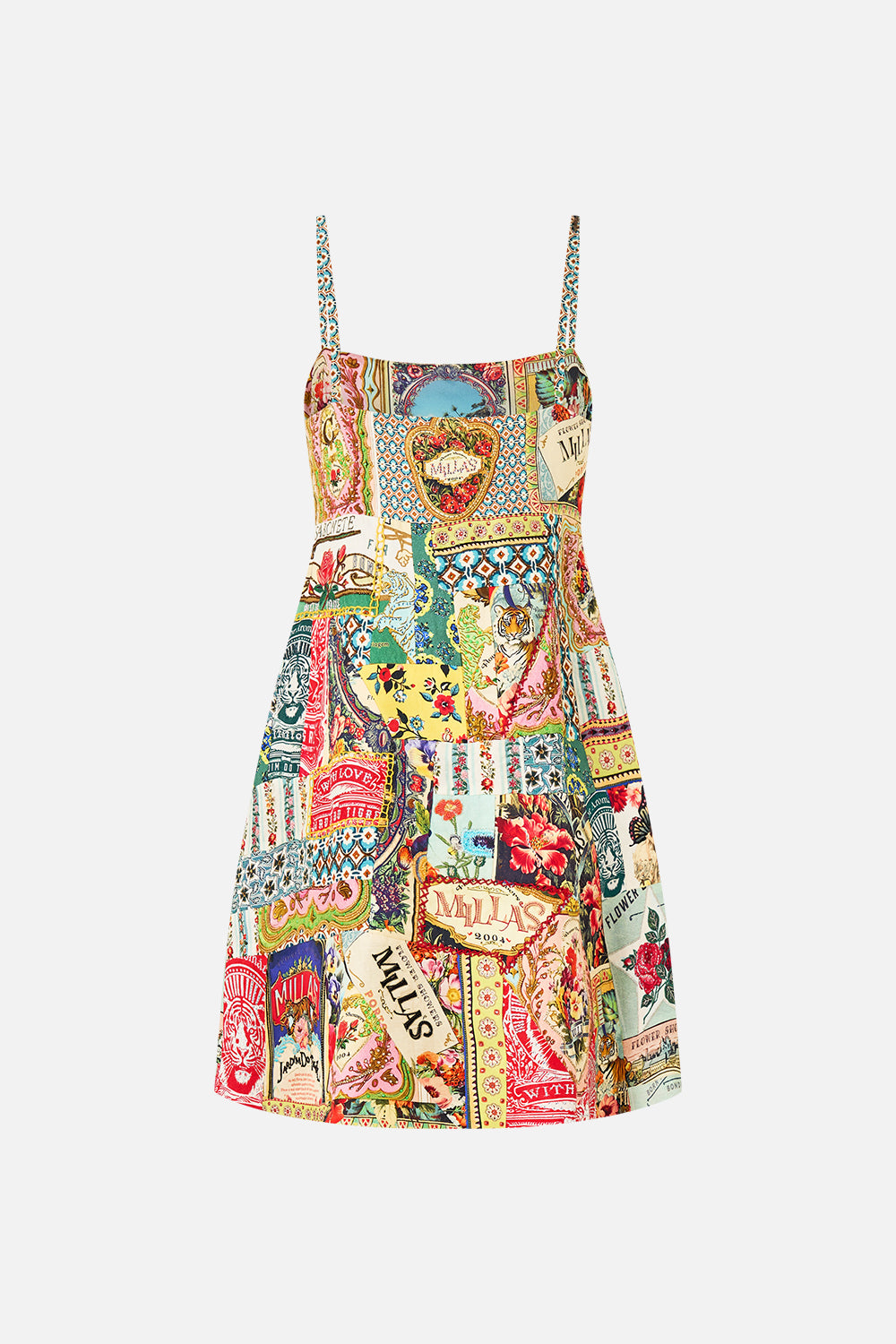 The CAMILLA Short Square Neck Sundress in our Soap Opera print.