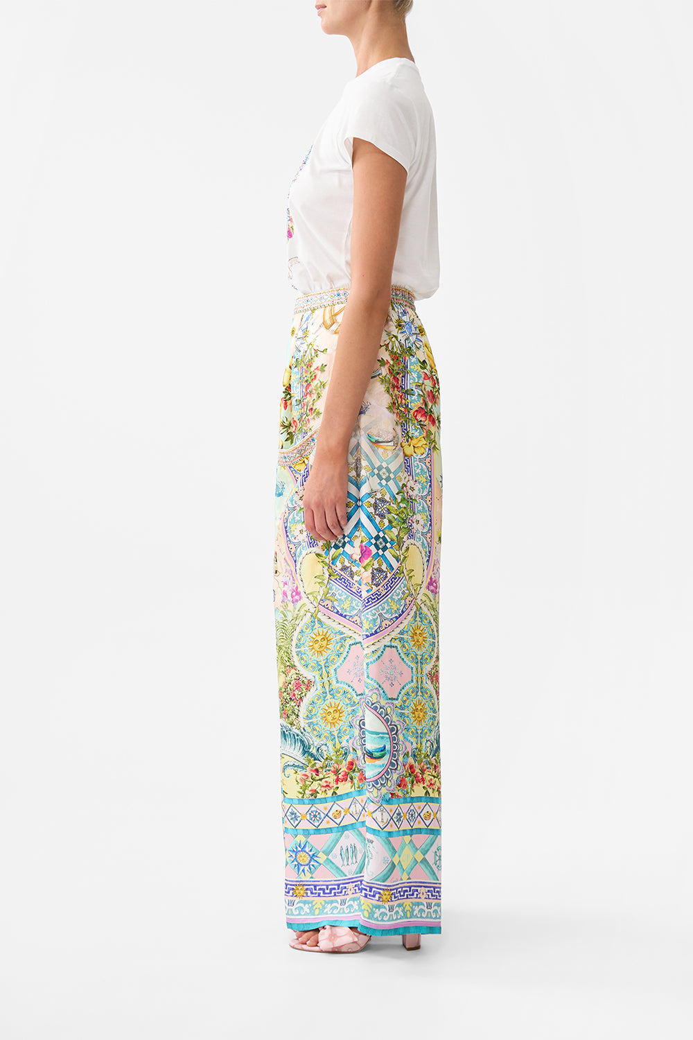 The CAMILLA Wide Leg Trouser With Front Pockets in our Just Coasting print.