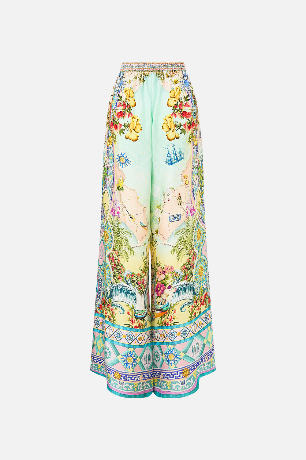 The CAMILLA Wide Leg Trouser With Front Pockets in our Just Coasting print.