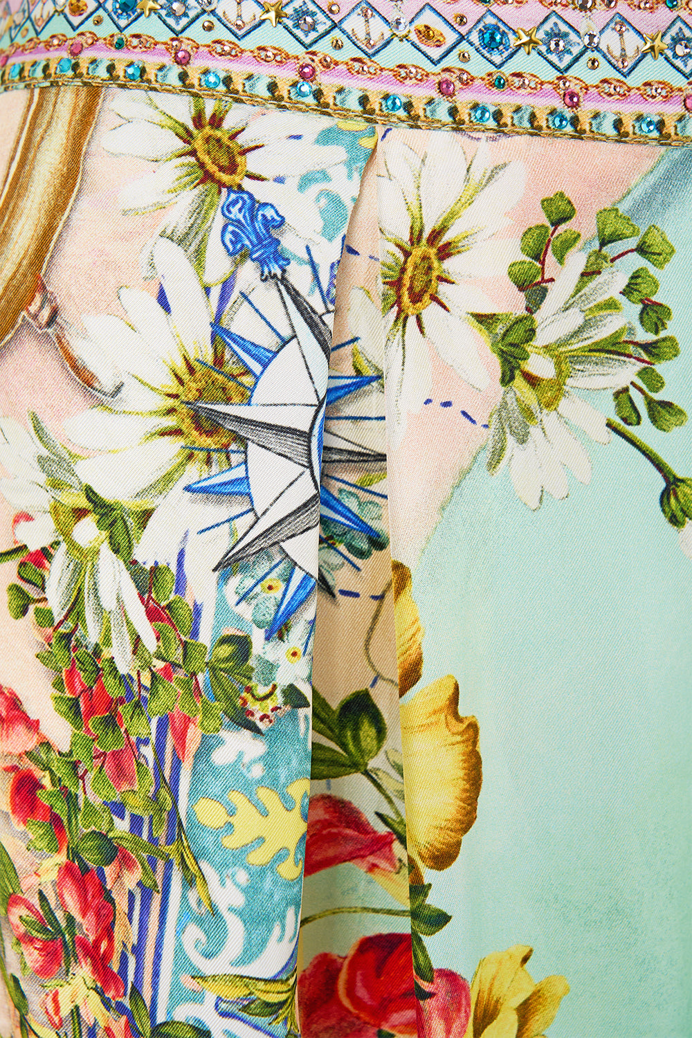 The CAMILLA Wide Leg Trouser With Front Pockets in our Just Coasting print.