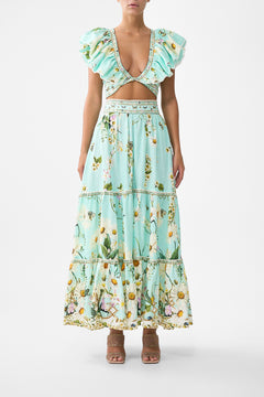 The CAMILLA High Waisted Tiered Skirt in our Floral Freefall print.