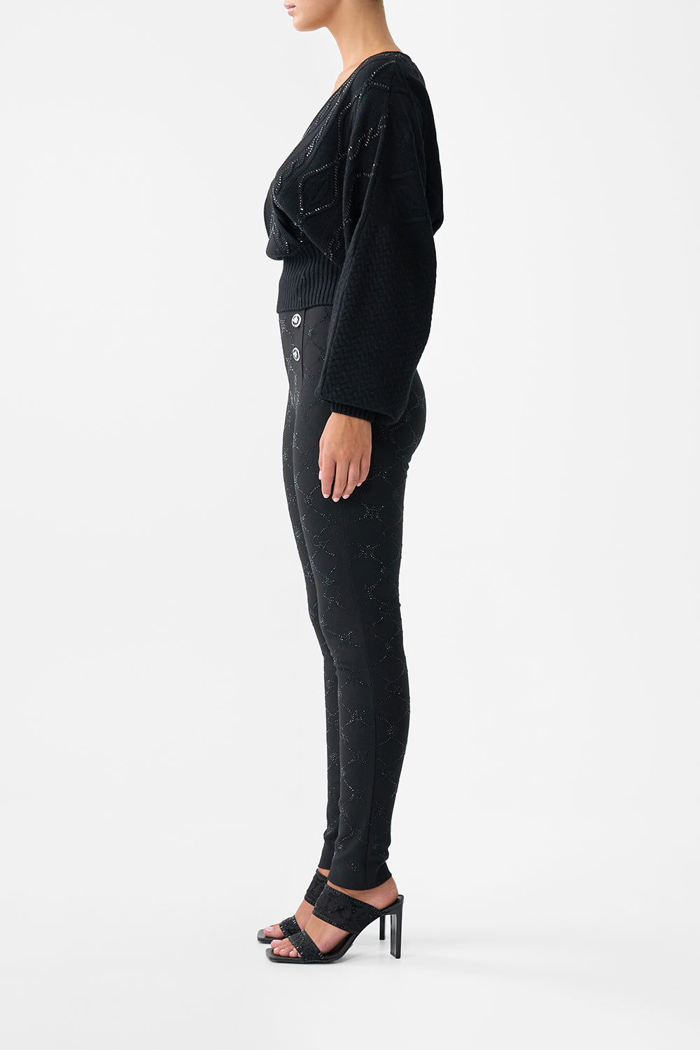 The CAMILLA Surplice Neck Knit Jumper in our Solid Black print.