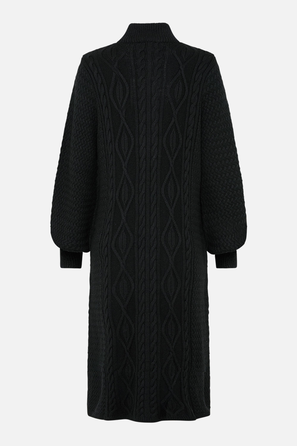 The CAMILLA A-Line Knit Coat in our Solid Black print.