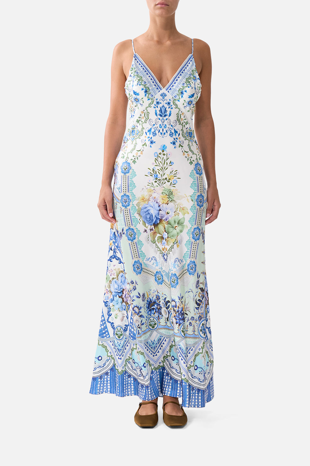 The CAMILLA V NECK FULL LENGTH BIAS SLIP DRESS MY HOMESPUN HEARTMY HOMESPUN HEART