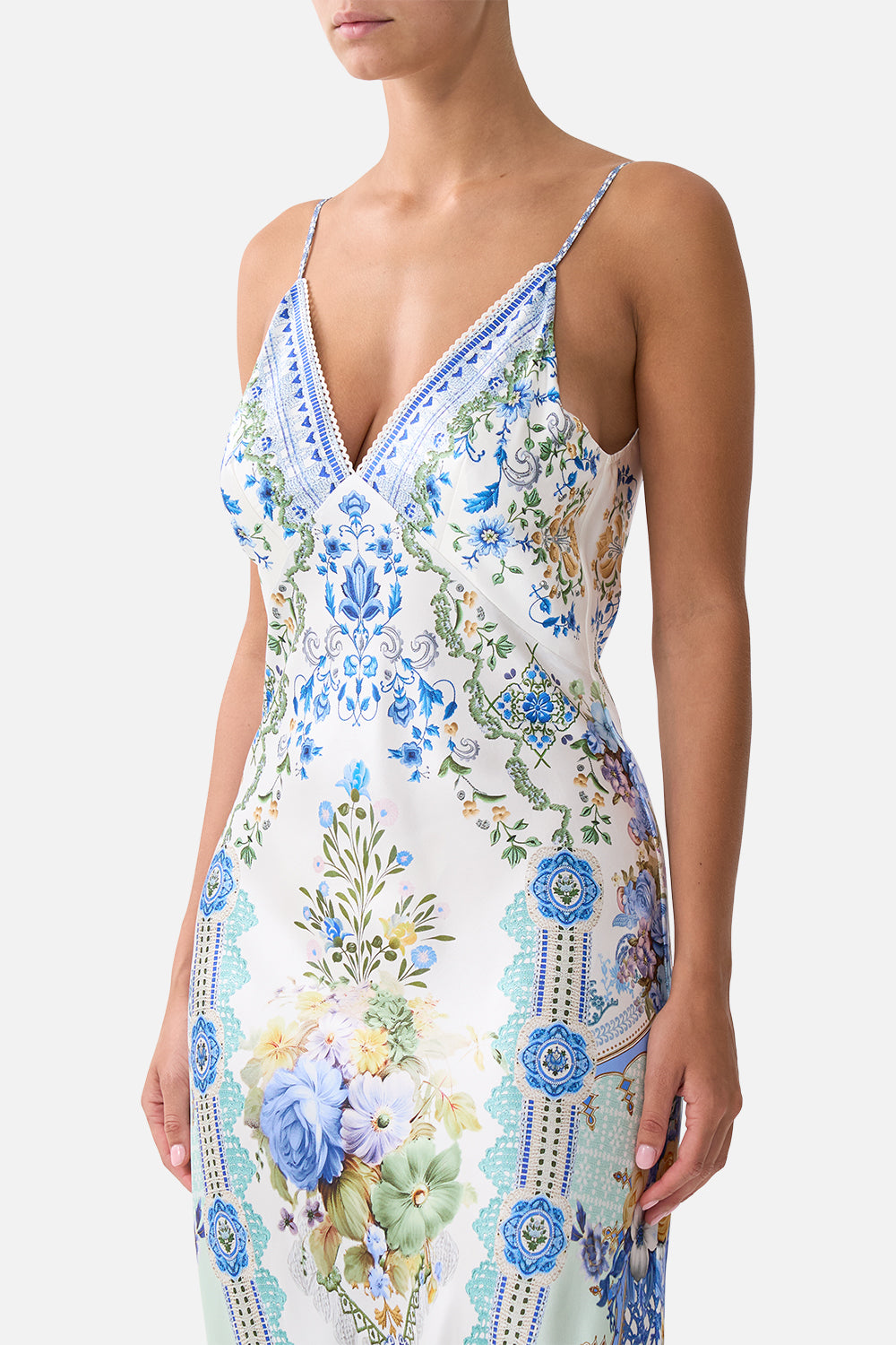 The CAMILLA V NECK FULL LENGTH BIAS SLIP DRESS MY HOMESPUN HEART