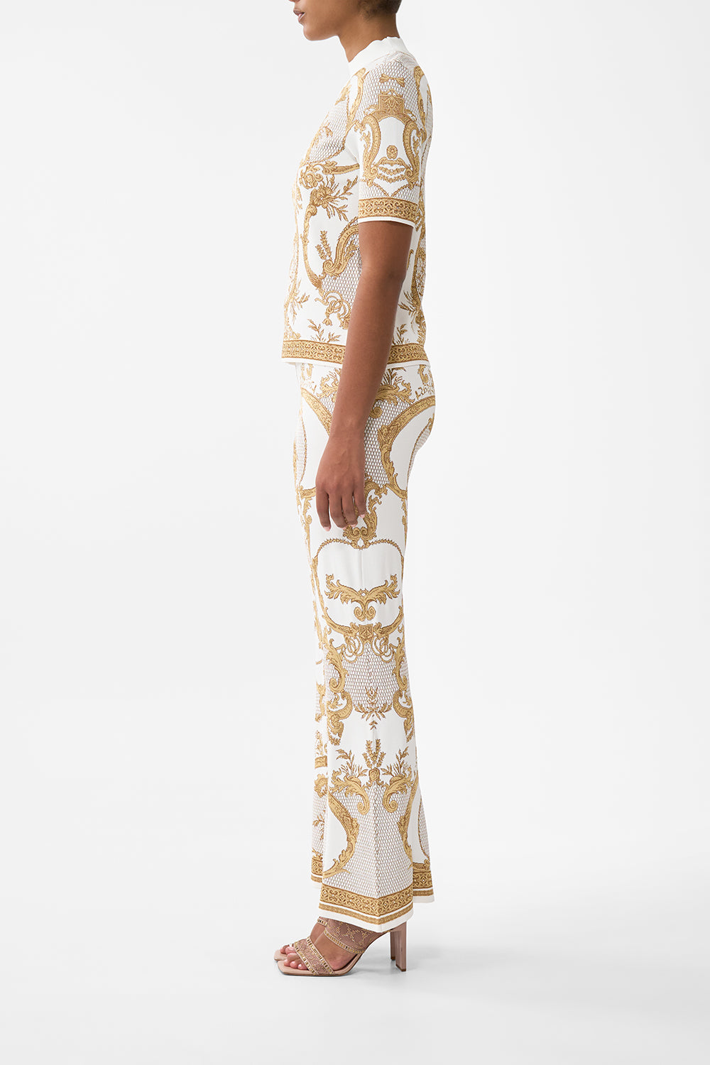 The CAMILLA Mock Neck Knit Top in our Dressing Room Drama print.