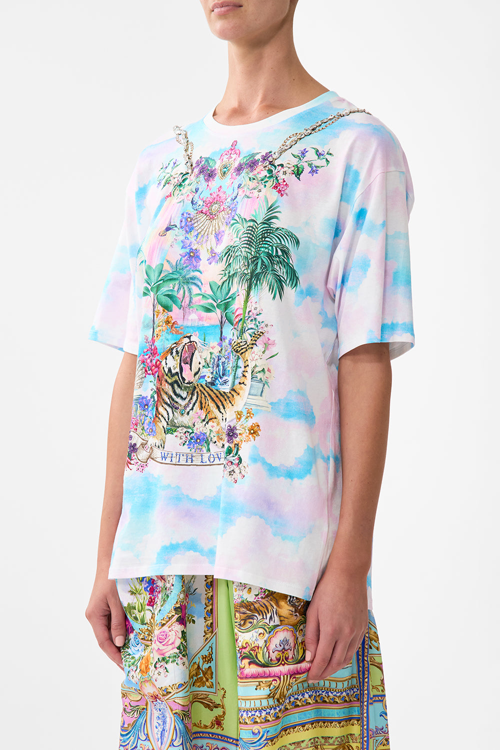 The CAMILLA Oversized Band Tee in our Spirit Of Santa Maria print.