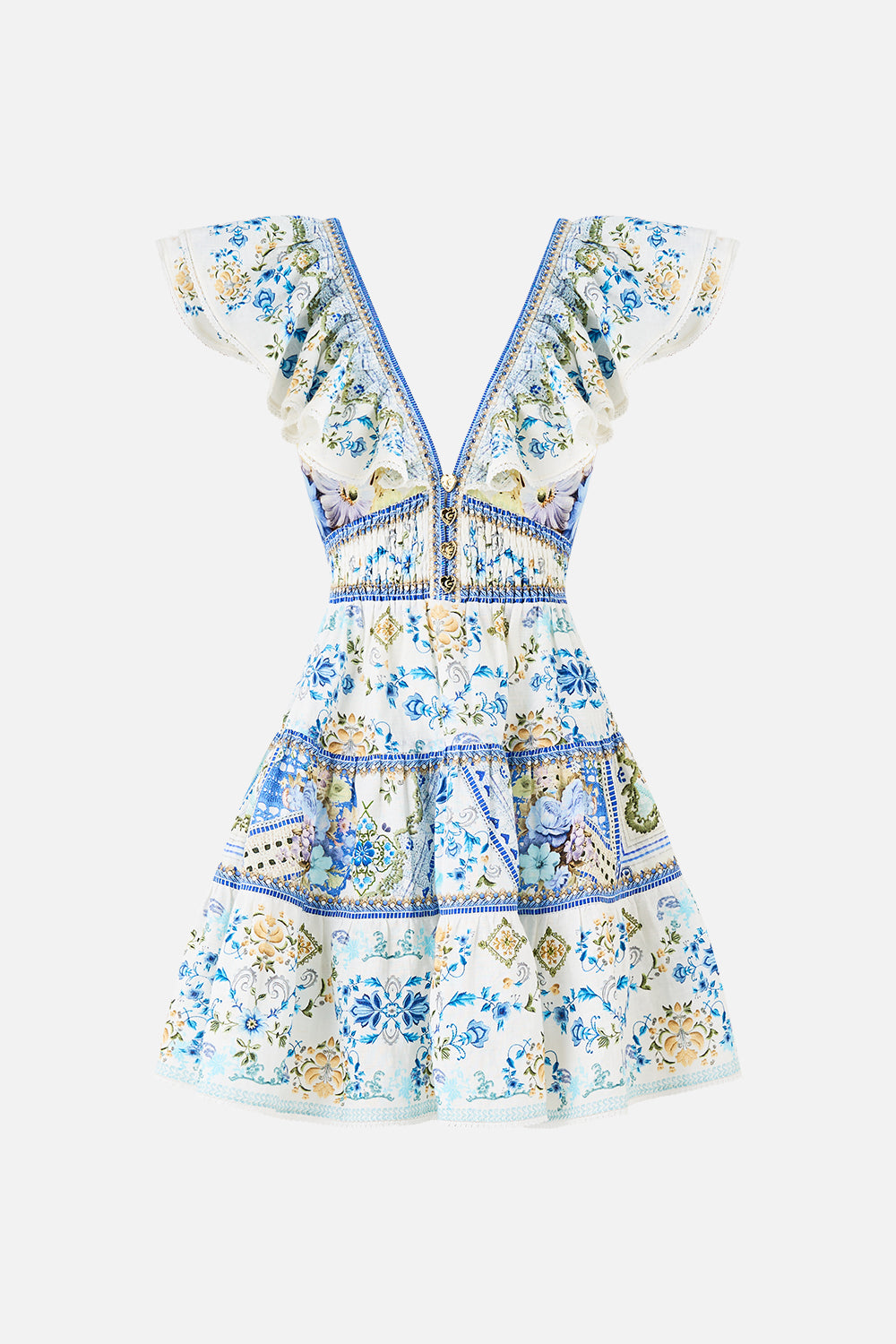 The CAMILLA TIERED SHORT DRESS WITH NECK FRILL MY HOMESPUN HEART