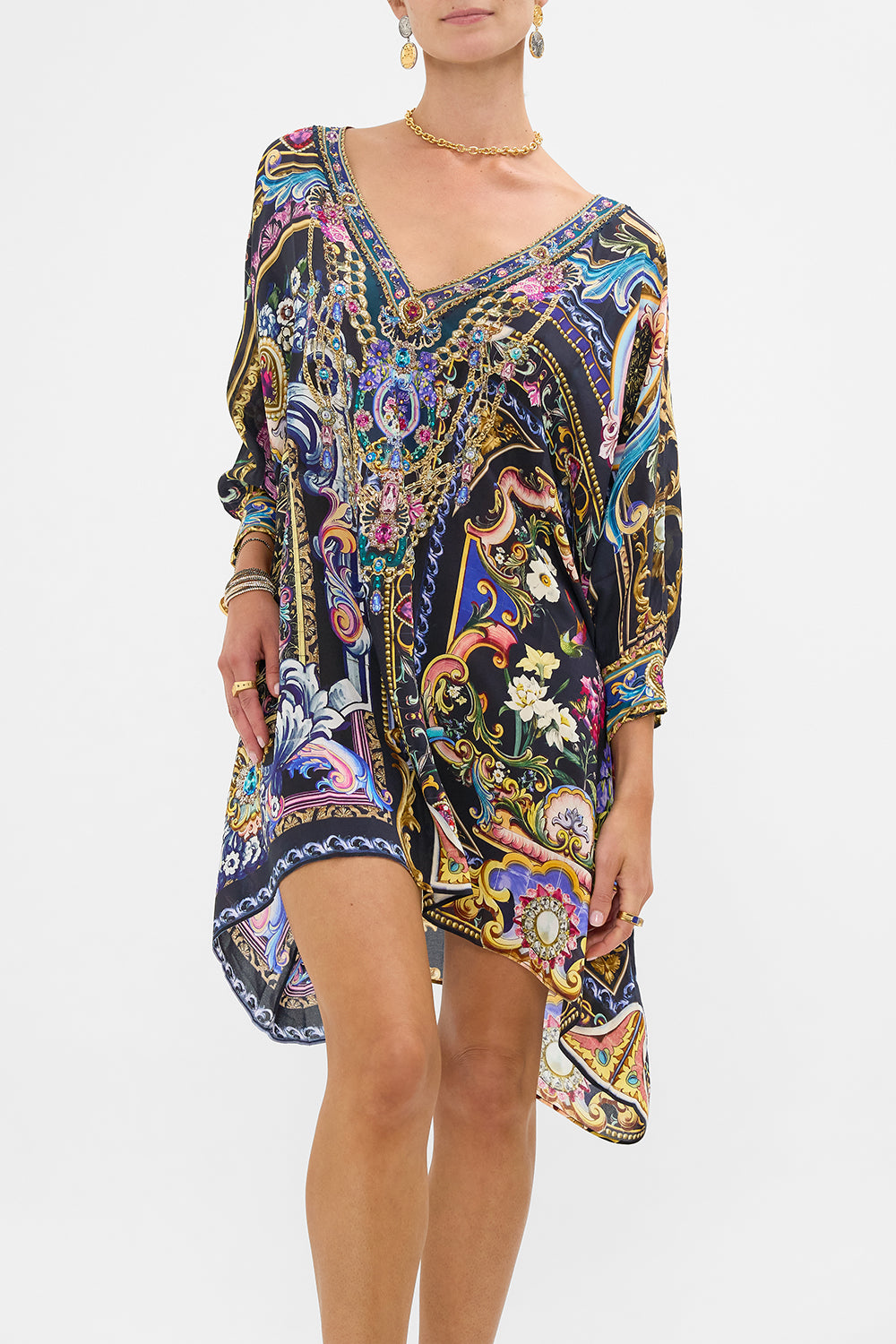 The CAMILLA Short Kaftan With Cuff in our Basked In Baroque print.