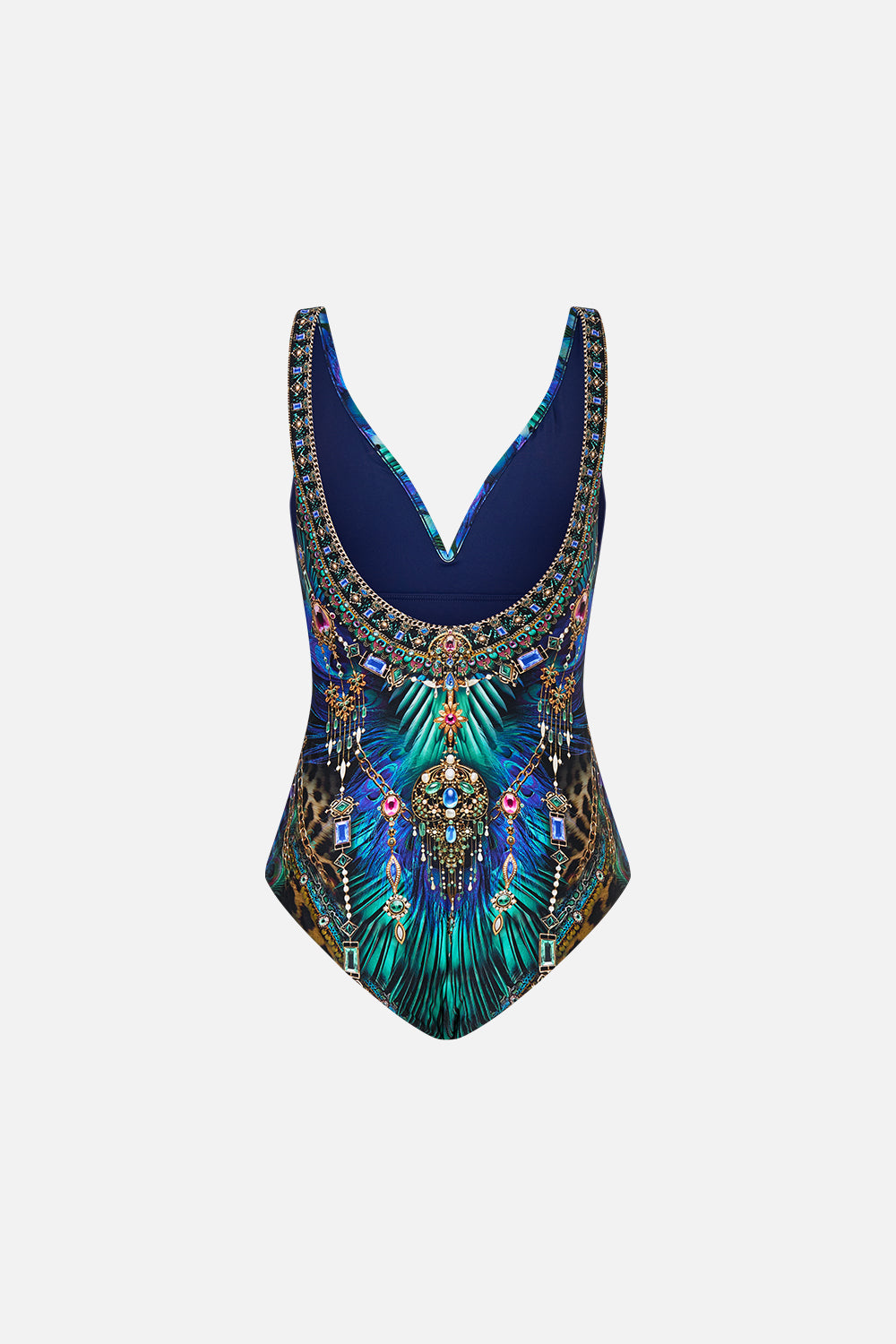 The CAMILLA V Wire One Piece With Scoop Back in our Dominican Decadence print.