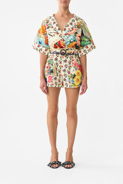 The CAMILLA Tuck Front Short in our Aromatic Amor print.