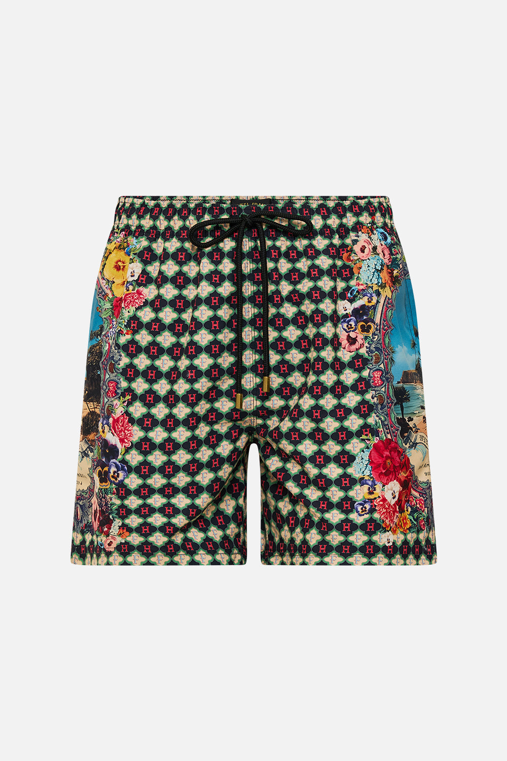 The CAMILLA Mid Length Boardshort With Elastic Waist in our Bathing Bombshell print.