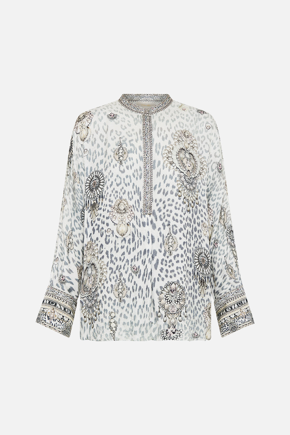 The CAMILLA Relaxed Placket Detail Shirt in our Marble Heaven print.