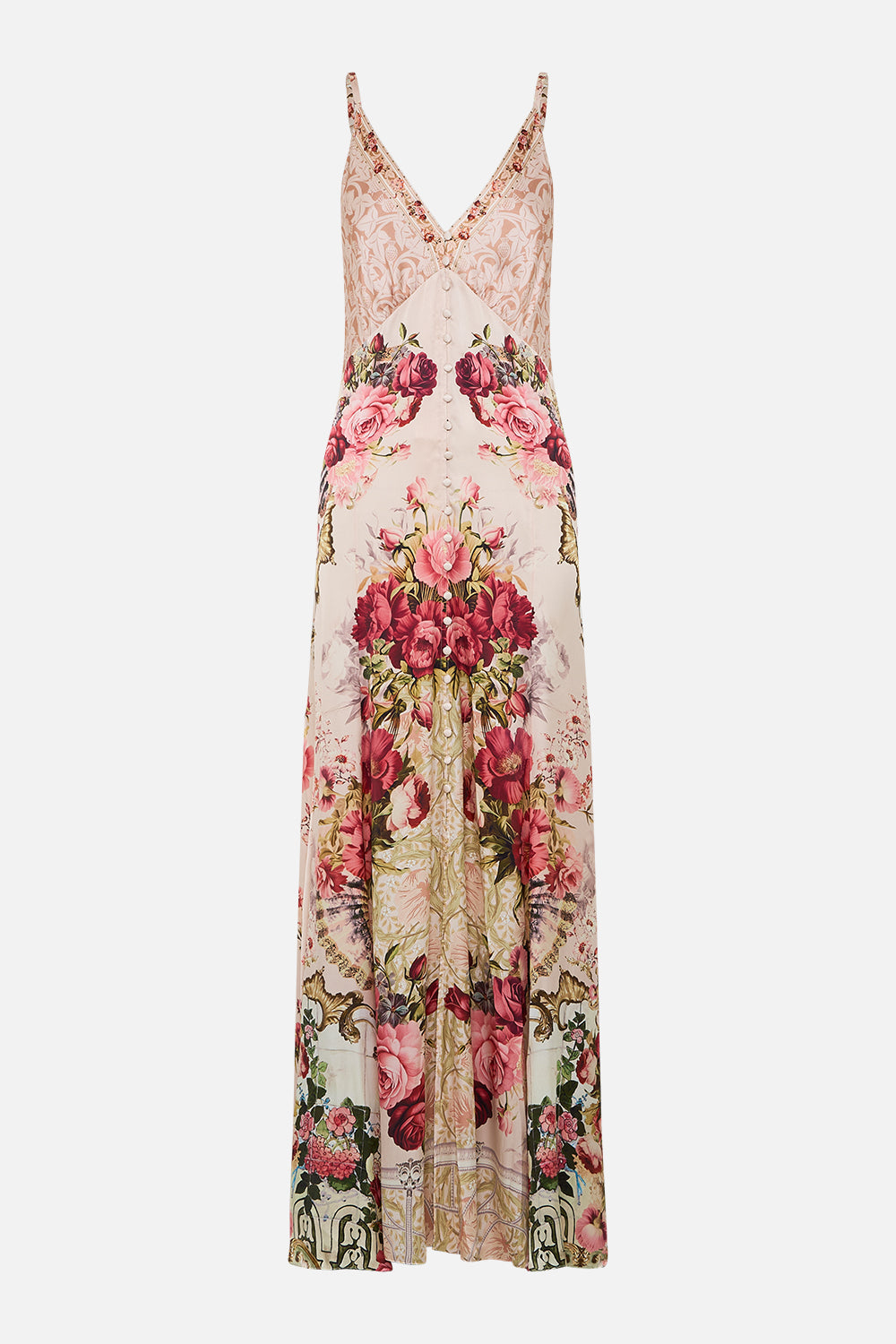 The CAMILLA Button Front Strappy Dress in our Meet Me At The Majestic print.