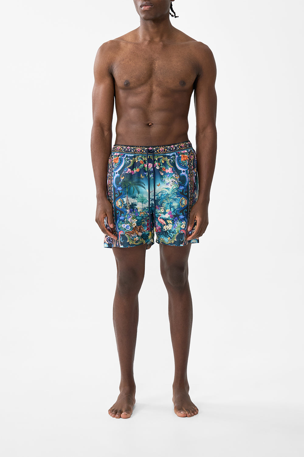 The CAMILLA Mid Length Boardshort With Elastic Waist in our Basked In Baroque print.
