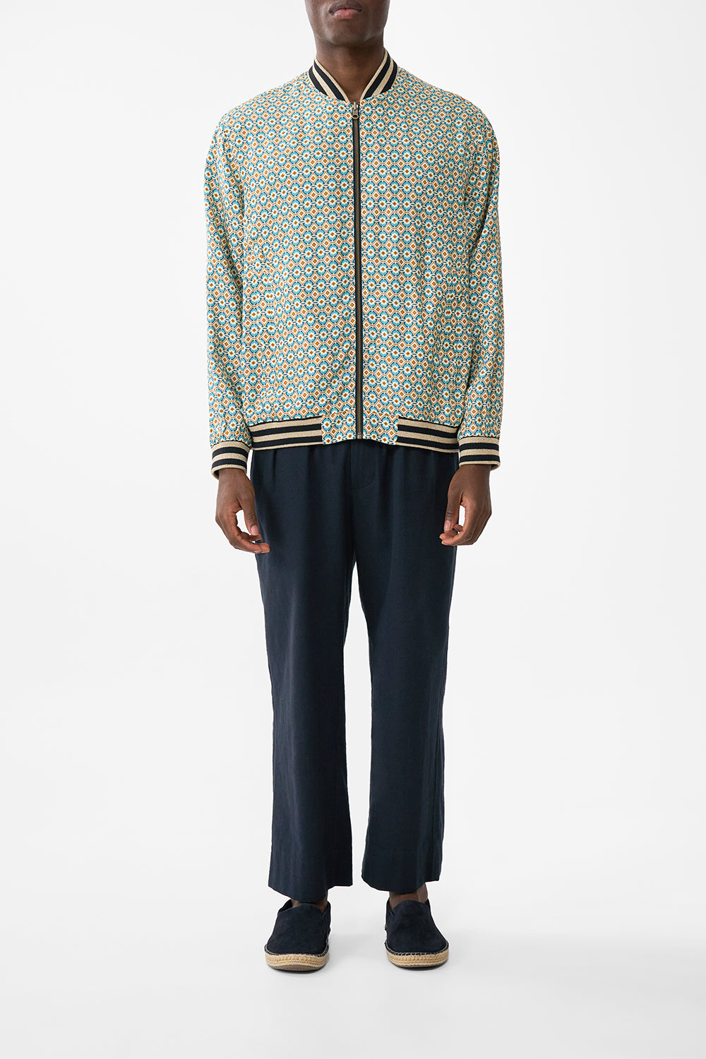 The CAMILLA Reversible Zip Through Bomber Jacket in our Soap Opera print.