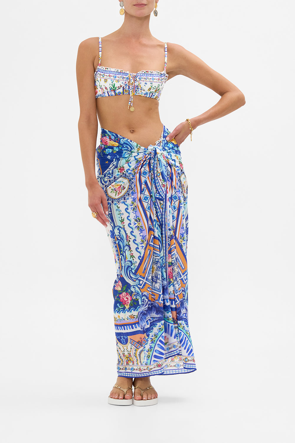 The CAMILLA Multi Wear Long Sarong in our Tiles Darls print.