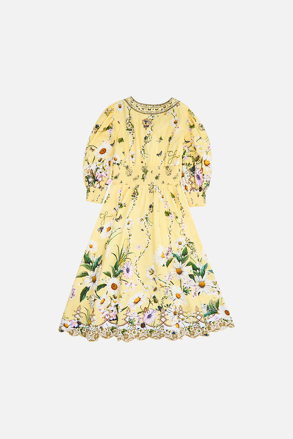 The CAMILLA Kids Shirred Button Through Maxi Dress 4-10 in our Daisy Chains print.
