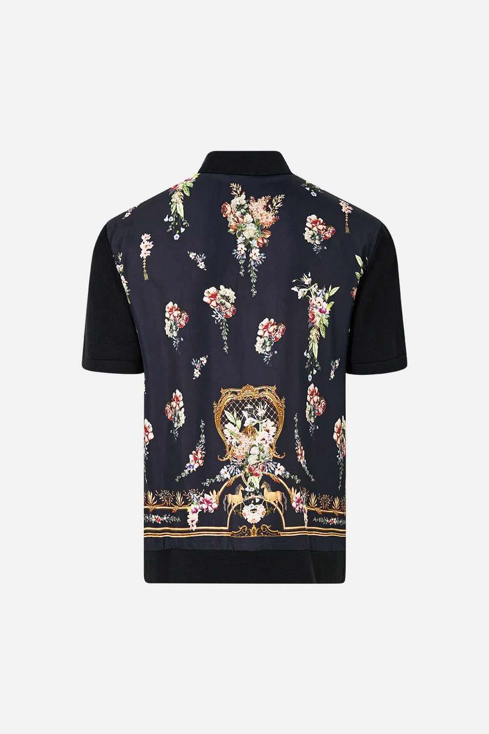 The CAMILLA Short Sleeve Knit Shirt W Silk Contrast Back in our Noble Endeavours print.