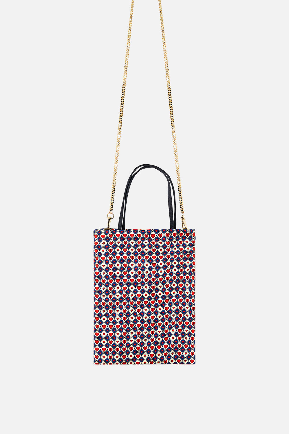 The CAMILLA Embellished Mini Tote With Chain Strap in our Rinse & Roar print.