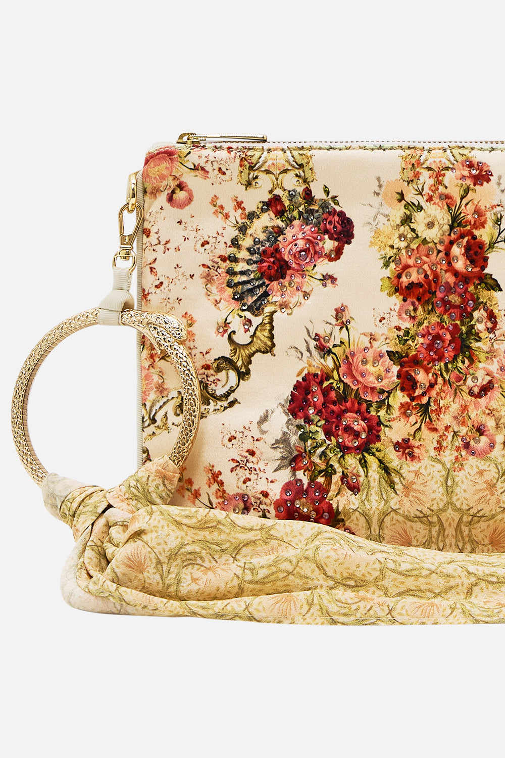 The CAMILLA Ring Scarf Clutch in our Meet Me At The Majestic print.