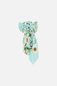 The CAMILLA Bow Neck Scarf in our Floral Freefall print.
