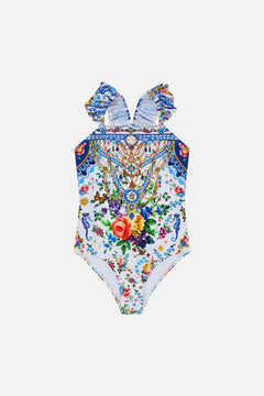 The CAMILLA Kids Straight Neck One Piece W Frill 12-14 in our Tiles Darls print.