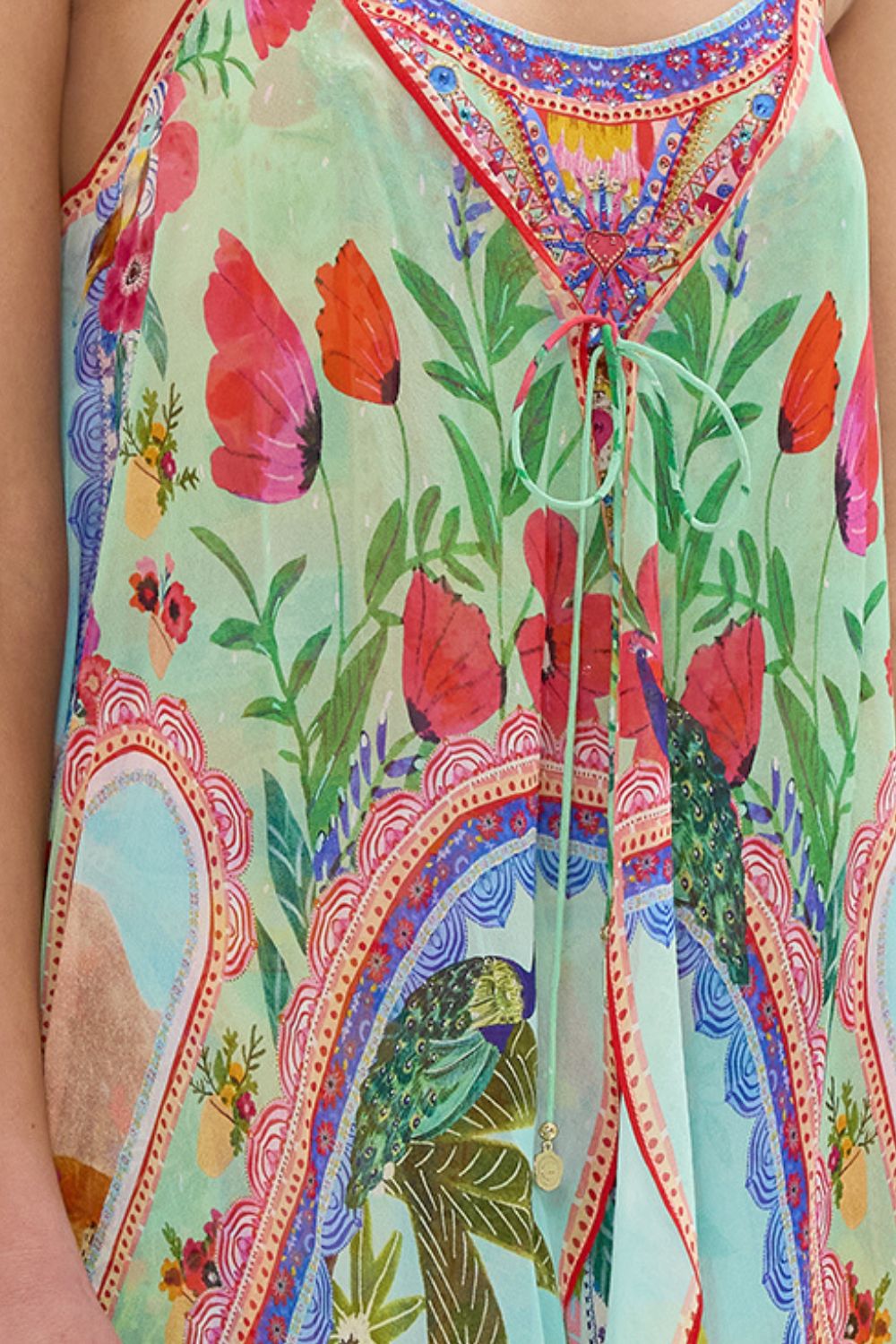 CAMILLA Mini Dress With Long Overlay in Queens of Creation print. 