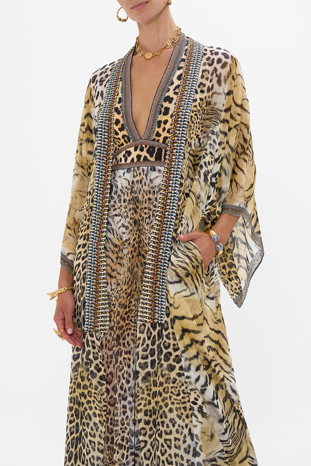 KIMONO LAYER WITH COLLAR JAGUAR